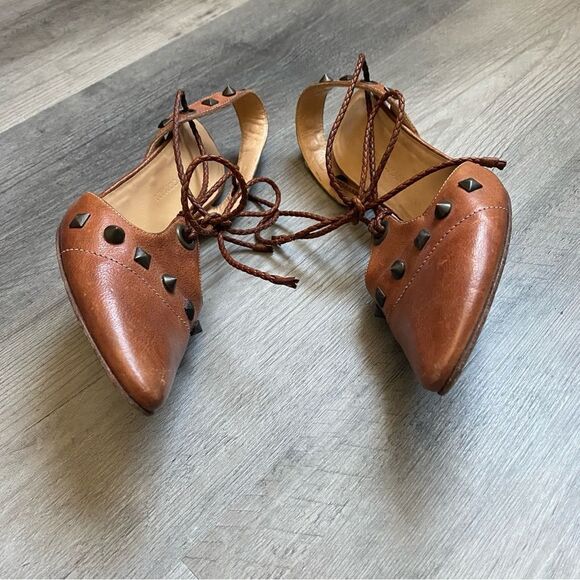 Georgina Goodman Heels Brown Leather Ankle Lace Up Studded Designer - Picture 5 of 11